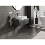 MEXEN/S - Rivel koupelnová skříňka pod umyvadlo 80 cm s deskou, 1 šuplík, reliéf , grafit mat 91A20-08023-1-BFC66