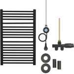 CERANO Koupelnový radiátorový set Antonio - kombinované vytápění, wifi tyč - boční jednobodové připojení - 300W - černá matná - 860x550 mm