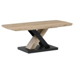 Stůl konferenční 120x60, MDF deska, 3D dekor dub san remo, kovové nohy, černý lak.