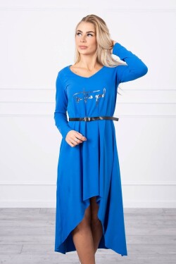 Šaty s ozdobným páskem a nápisem mauve-blue