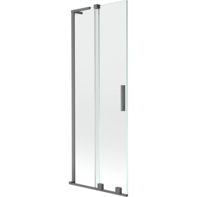 MEXEN/S - Velar L dvoukřídlá posuvná vanová zástěna 75 x 150, transparent, grafit metal 896-075-003-01-95