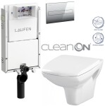 LAUFEN Podomít. systém LIS TW1 SET s chromovým tlačítkem + WC CERSANIT CLEANON CARINA + SEDÁTKO H8946630000001CR CA2