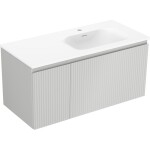MEXEN/S - Rivel koupelnová skříňka 100 cm s umyvadlem Vela pravá, 1S, 1D, reliéf, šedá mat/bílá mat 91A23-10047-3-BBFF62-W23P01