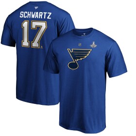 Fanatics Pánské tričko Jaden Schwartz St. Louis Blues 2019 Stanley Cup Champions Authentic Stack Name & Number Velikost: L