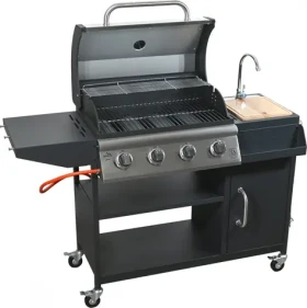 Cattara Gril plynový IBIZA s umyvadlem pojízdný / 4 hořáky / 12,8 kW-hod / grilovací plocha 63 x 40 cm / dřez