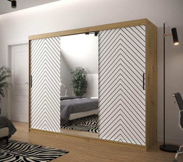 Šatní skříň Abi Jodelka 2 Barva korpusu: Dub artisan, Rozměry: 250 cm, Dveře: Bílá mat
