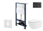 Kielle - Genesis New Set předstěnové instalace, klozetu Oudee, Vortex Rimless+, sedátka softclose a tlačítka Gemini New I, matná černá 30528SS30