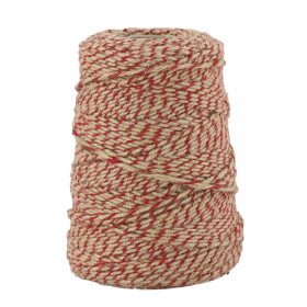 Chic Antique Jutový provázek 160 m – Cherry / Beige / Gold thread, červená barva, textil