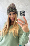 Fleecová čepice Melisa K241 black+olive UNI