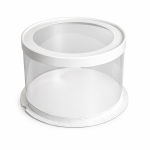 Cake star dortový box bílý kulatý s průhledným víkem 22,5x16cm