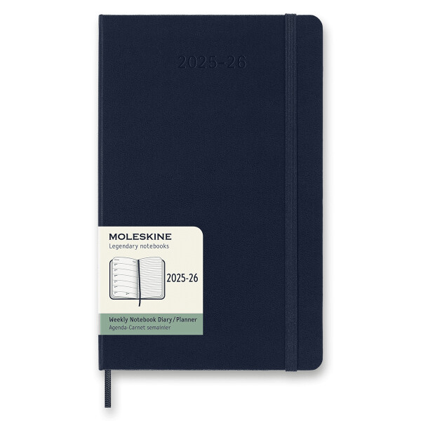 18měsíční diář Moleskine 2025 - 26 - tvrdé desky, L, týdenní - modrý