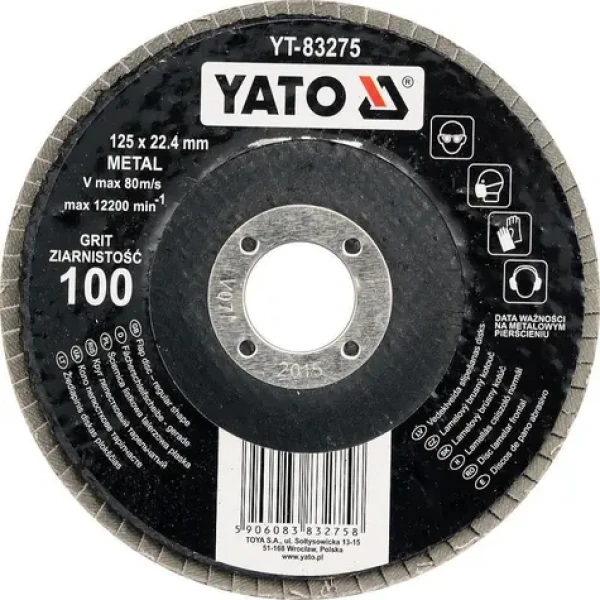 YATO Lamelový brusný kotouč 125x22,4 mm P36 / Brusný kotouč / Na kov