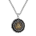 Pánský náhrdelník VALKNUT a JORMUNGANDR - oboustranný přívěsek, Zlatá 60 cm