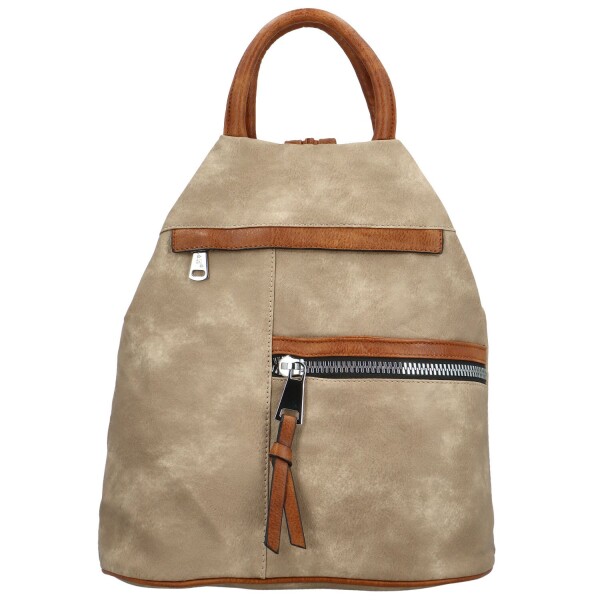 Módní dámský koženkový batůžek Lam Lady, béžový