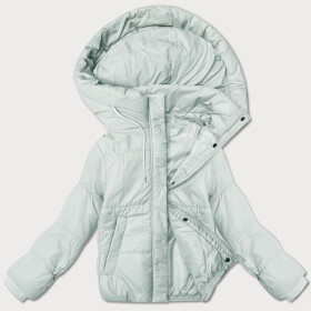 Krátká dámská bunda ve světle pistácijové barvě s kapucí J Style (16M9237-176) odstíny zelené L (40)