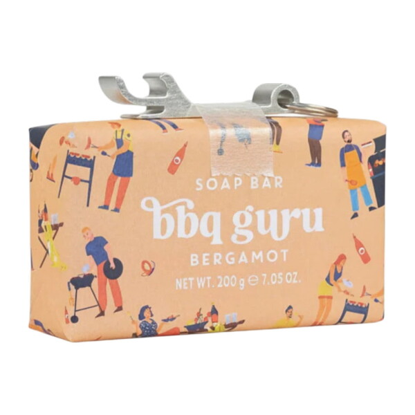 Somerset Toiletry Tuhé mýdlo pro muže BBQ Guru + otvírák lahví 200 g, oranžová barva