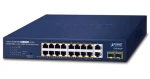 Planet PoE switch 16-port GE 802.3at / Switch / Unmanaged / 2x GE + 2x SFP uplink / 185W / 19" rack (GSD-2022P)