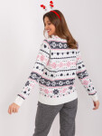 Sweter model 19309608 biało różowy - FPrice Velikost: XL