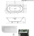 HOPA - Asymetrická vana AVITA SLIM+ - Nožičky k vaně - Bez nožiček, Rozměr vany - 180 × 80 cm, Způsob provedení - Pravé VANAVIT18SLIMPP