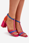 Kožené sandály na podpatku Laura Messi 2879 multikolor 36