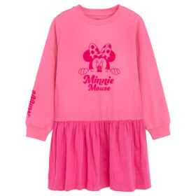 Šaty s dlouhým rukávem a trpytivým nápisem Minnie- růžové - 110 PINK