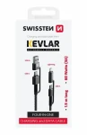 SWISSTEN KEVLAR datový kabel 4v1 USB-C (M) - USB-A (M) - Lightning (M) 1.5m černá / 60W / 3A (74501101)