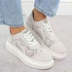 Dámské boty na platformě šněrovací bílé Vinceza 17371 40