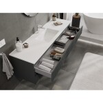 MEXEN/S - Rivel koupelnová skříňka 160 cm s umyvadlem Otis, 2 zásuvky, reliéf , grafit mat/bílá mat - 91A20-16047-2-BFF66-W18M 91A20-16047-2-BFF66-W18M01