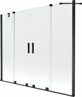 MEXEN/S - Velar Duo Dvoukřídlá posuvná vanová zástěna 180 x 150 cm, transparent, černá 896-180-000-02-70