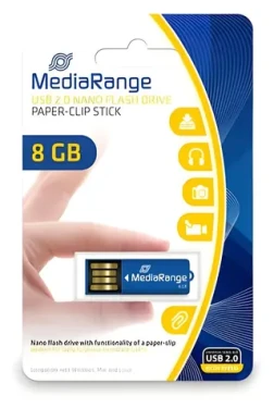MediaRange Nanostick 8GB modrá / Flash disk / USB-A 2.0 / čtení 14 MB/s / zápis 4 MB/s (MR975)