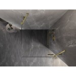 MEXEN/S - Lunar sprchový kout dveře křídlové pravá 80 x 80, transparent, zlato kartáčovaná 834-080-080-55-00-P
