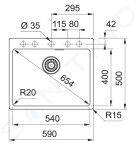 FRANKE - Maris Fragranitový dřez MRG 610-54 FTL, 590x500 mm, bílá-led 114.0661.452