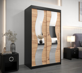 Šatní skříň Abi Se Barva korpusu: Černá, Rozměry: 100 cm, Dveře: Dub artisan
