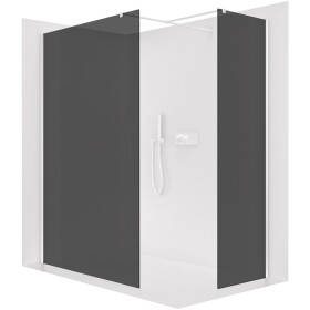 CERANO Sprchová zástěna Walk-in Onyx T L/P - 8 mm - hranatá vzpěra - bílá matná, grafitové sklo - 100x60x200 cm