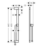 HANSGROHE - Unica Sprchová tyč 66 cm, se sprchovou hadicí, kartáčovaný černý chrom 24402340