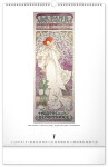 Nástěnný kalendář 2027 Notique Alfons Mucha, 33 × 46 cm