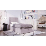Čalouněná postel Sharon 90x200, béžová, vč. matrace a topperu