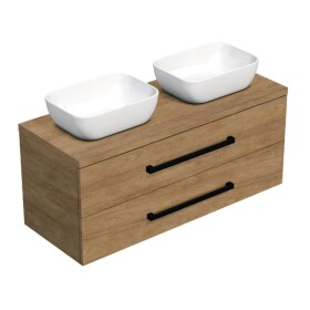 Koupelnová skříňka s černou úchytkou a krycí deskou SAT Cube Way 120x47,5x46 cm dub Hickory mat CUBE46C1203DH45 CUBE46C1203DH45