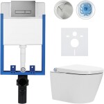 CERANO - Kompletní WC set Profi/Cronus Standard - bílá lesklá - WC tlačítko Slim/Tmavě šedá - pro zazdění - 59,3x38,4 CER-178789