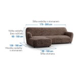 Bielastické potahy VITTORIA hnědá sedačka s otomanem vlevo (š. 170 - 300 cm)