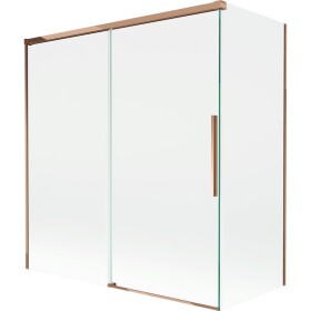 MEXEN/S - Rox vanová zástěna 2-křídlová posuvná 150 + 70 x 150, transparent, růžové zlato 8C9-150-070-60-00