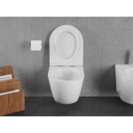 MEXEN/S - Lena Závěsná WC mísa Rimless Tornado včetně sedátka s slow slim, duroplast, bílá lesk 30220500T