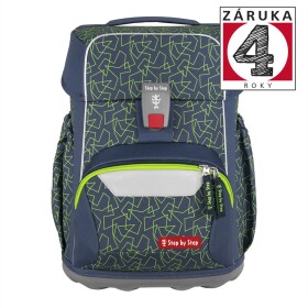 Školní aktovka pro prvňáčky – 4 dílný set, Step by Step BASIS Green Geometric, AGR