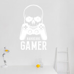 Samolepka Hardcore Gamer Barva: šedá, Velikost: 80 x 49 cm