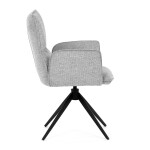 Židle jídelní, šedá látka, 360° vratný mechanismus, černý kov