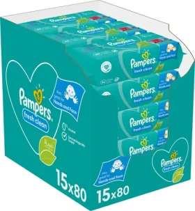 Pampers Fresh Clean Vlhčené ubrousky 1200ks (15 x 80ks) (8001841078496)