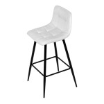 Židle barová, bílá látka, čtyřnohá kovová podnož, černý mat