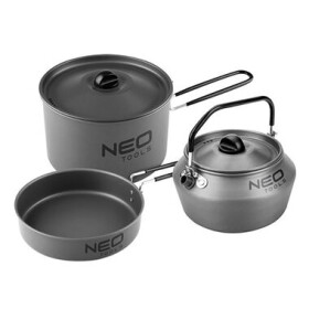 NEO TOOLS 63-145 šedá / Sada nádobí 3v1 / hliník / hrnec / pánev / konvice (63-145)