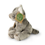 Plyšová kočka šedá sedící 14 cm, ECO-FRIENDLY