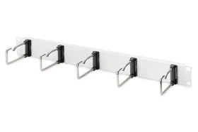DIGITUS 19" panel pro správu kabelů šedý / Rack příslušenství / 1U / 5 kabelových ok / ocelový plech (DN-97666)